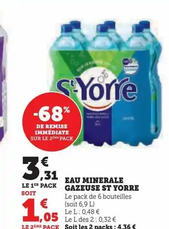 Super U Eau minerale gazeuse st yorre offre
