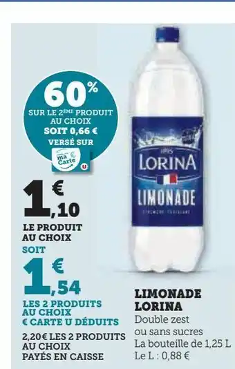 Super U Limonade lorina offre