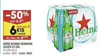 Leader Price Bière blonde heineken silver 4% vol offre