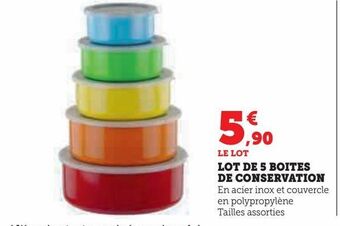 Hyper U Lot de 5 boîtes de conservation offre