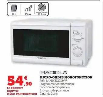 Hyper U Micro-ondes monofonction offre