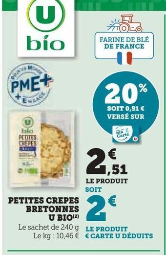 Hyper U Petites crêpes bretonnes u bio offre