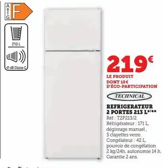 Hyper U Réfrigérateur 2 portes 213 l offre