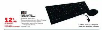 Hyper U Pack clavier + souris sans fil offre
