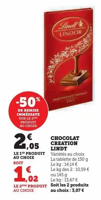 Hyper U Chocolat creation lindt offre