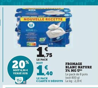 Hyper U Fromage blanc nature 3% mg u offre