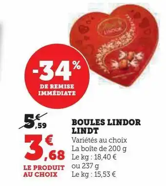 Hyper U Boules lindor lindt offre