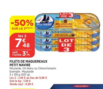 Bi1 Filets de maquereaux PETIT NAVIRE offre