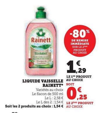 Hyper U Liquide vaisselle rainett offre