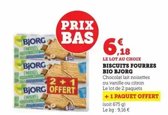 Hyper U Biscuits fourres bio bjorg offre
