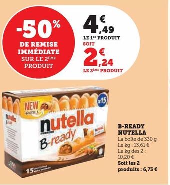 U Express B-ready nutella offre