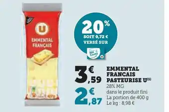 U Express Emmental francais pasteurise u offre