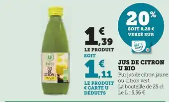 U Express Jus de citron u bio offre