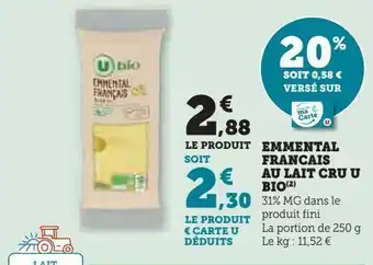 U Express Emmental francais au lait cru u bio offre