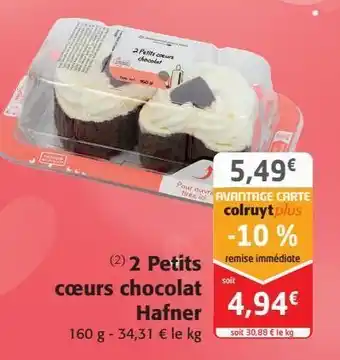 Colruyt 2 petits cœurs chocolat hafner offre