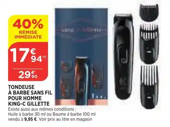 Bi1 Tondeuse à barbe sans fil pour homme king-c GILLETTE offre
