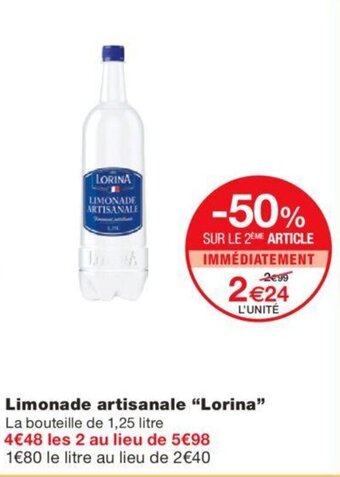 Monoprix Limonade artisanale "lorina" offre