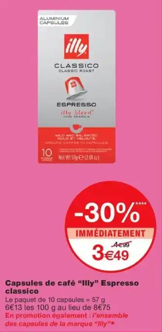 Monoprix Capsules de café "llly" espresso classico offre