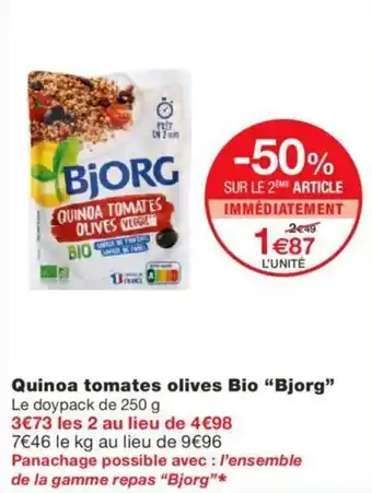 Monoprix Quinoa tomates olives bio "BJORG" offre