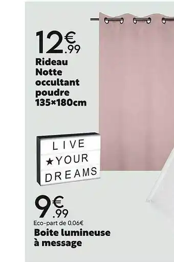 Maxi Bazar Rideau notte occultant poudre 135x180cm boite lumineuse à message offre