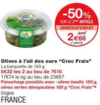 Monoprix Olives à l'ail des ours "croc frais" offre