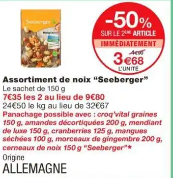 Monoprix Assortiment de noix "seeberger" offre