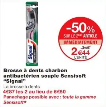 Monoprix Brosse à dents charbon antibactérien souple sensisoft "SIGNAL" offre