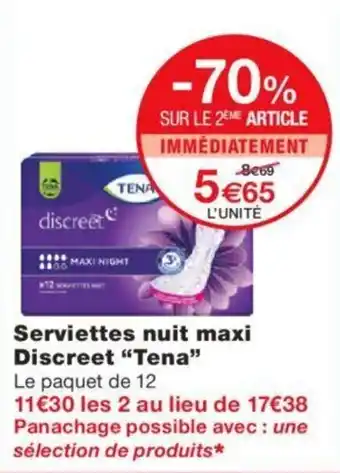 Monoprix Serviettes nuit maxi discreet "TENA" offre