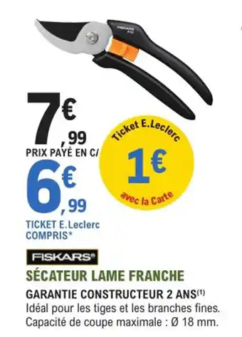 Sécateur lame franche