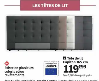 Conforama Tete de lit capiton 165 cm offre