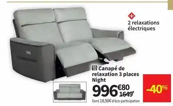 Conforama Canapé de relaxation 3 places night offre