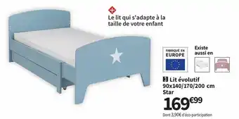 Conforama Lit evolutif 90x140/170/200 cm star offre