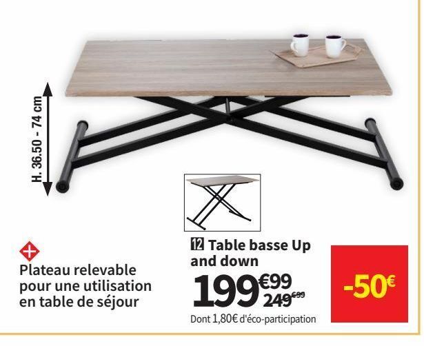 Promo Table basse up and down chez Conforama