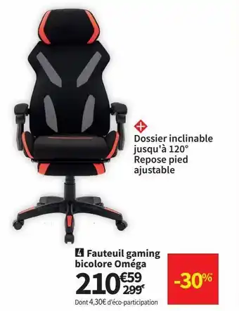Conforama Fauteuil gaming bicolore omega offre