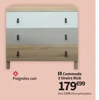 Conforama Commode 3 tiroirs rick offre