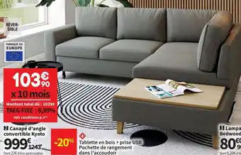 Conforama Canapé d'angle convertible kyoto offre