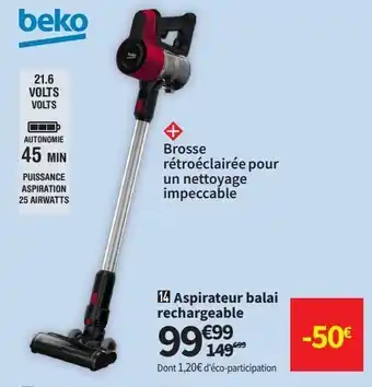Aspirateur balai rechargeable beko