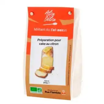 Préparation cake au citron bio sans gluten 250 gr - alice délice