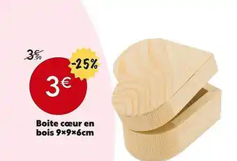 Maxi Bazar Boite cœur en bois 9x9x6cm offre