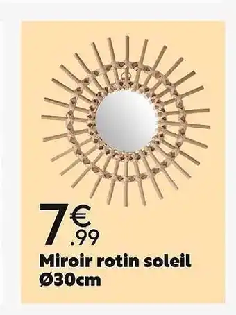 Miroir rotin soleil Ăž30cm