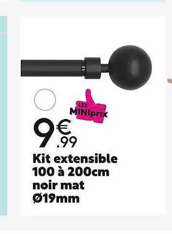 Maxi Bazar Kit ensemble 100 à 200cm noir mat ø19mm offre