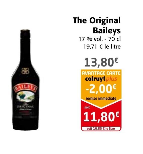 Promo The Original Baileys chez Colruyt