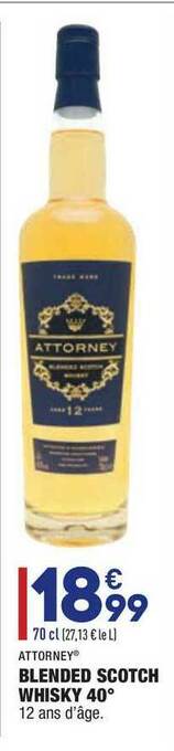 ALDI Blended Scotch Whisky 40° Attorney offre