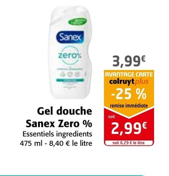 Colruyt Gel Douche Sanex Zero % offre