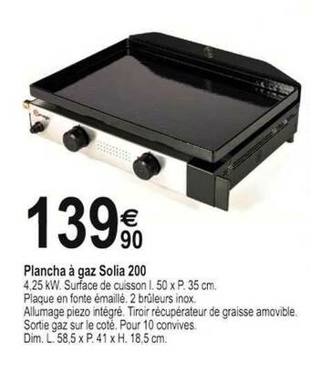 Tridôme Plancha à Gaz Solia 200 offre