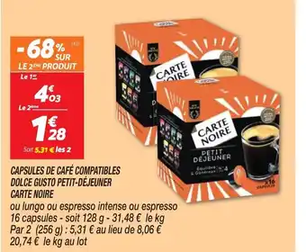 Netto Capsules de Cafe Compatibles Dolce Gusto Petit-Dejeuner Carte Noire offre