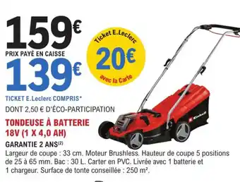 E.Leclerc Jardi Tondeuse a Batterie offre