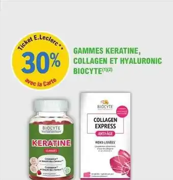 E.Leclerc Parapharmacie Gammes keratine, collagen et hyaluronic biocyte offre