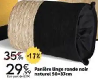 Maxi Bazar Paniére Linge Ronde Noir Naturel 50x37cm offre