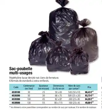 Plein ciel Sac-Poubelle Multi-Usages offre